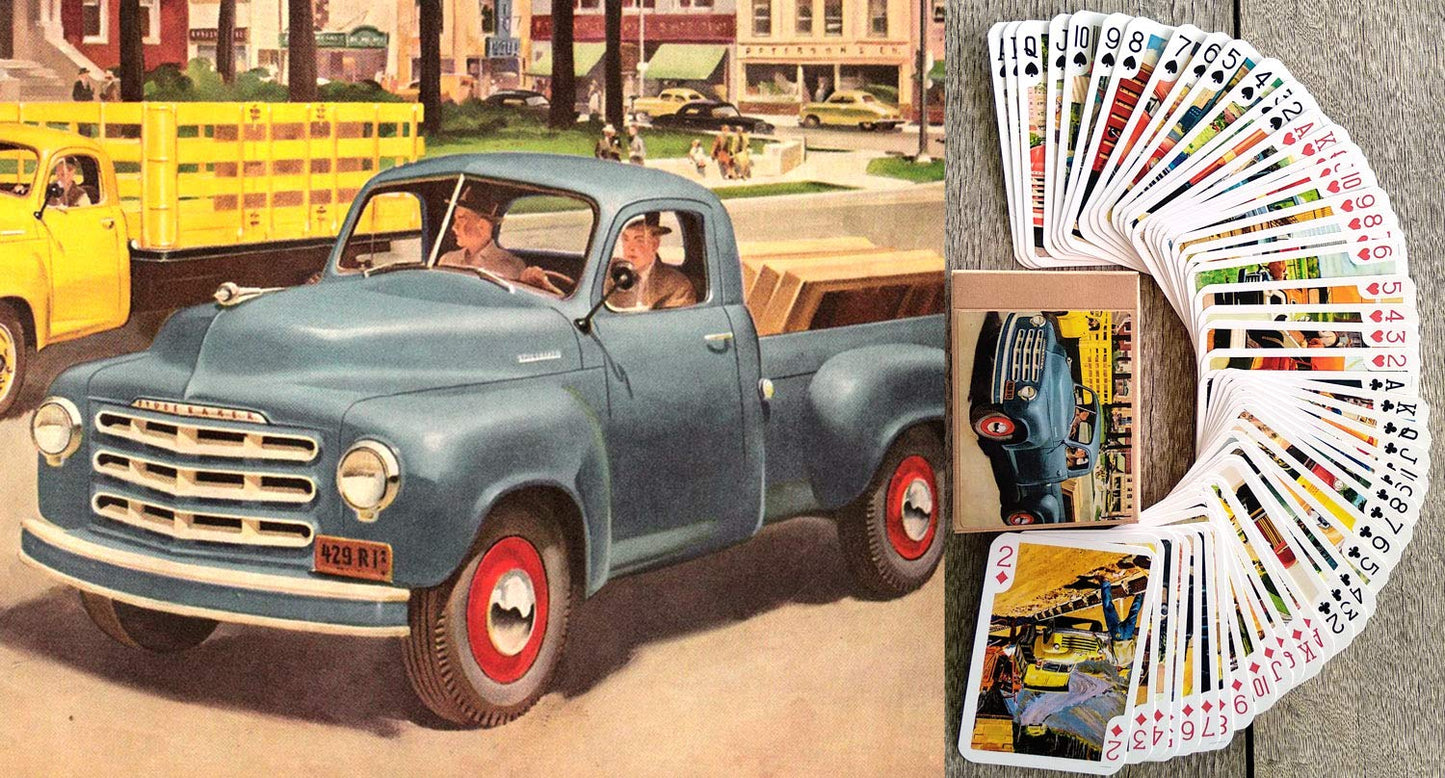 FLONZGIFT STUDEBACKER Truck Playing Cards (Poker Deck 54 Cards All Different) Vintage Retro Classic Cars American Commercial Trucks Fifties and Sixties