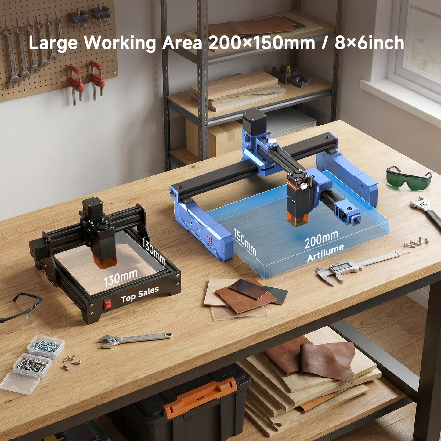 Artilume T1 Laser Engraver 7000mW, APP Control, Foldable Design Laser Engraver and Cutter Machine, 200*150mm Working Area Portable Engraver for Wood Leather Acrylic, Best for Beginners Small Business