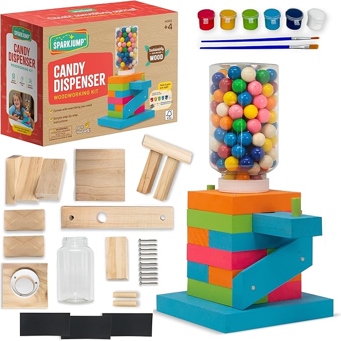 SparkJump DIY Wood Building Kits, STEM Woodworking Kit for Kids, Creative Fun Craft Projects, Great Gift for Boys & Girls...