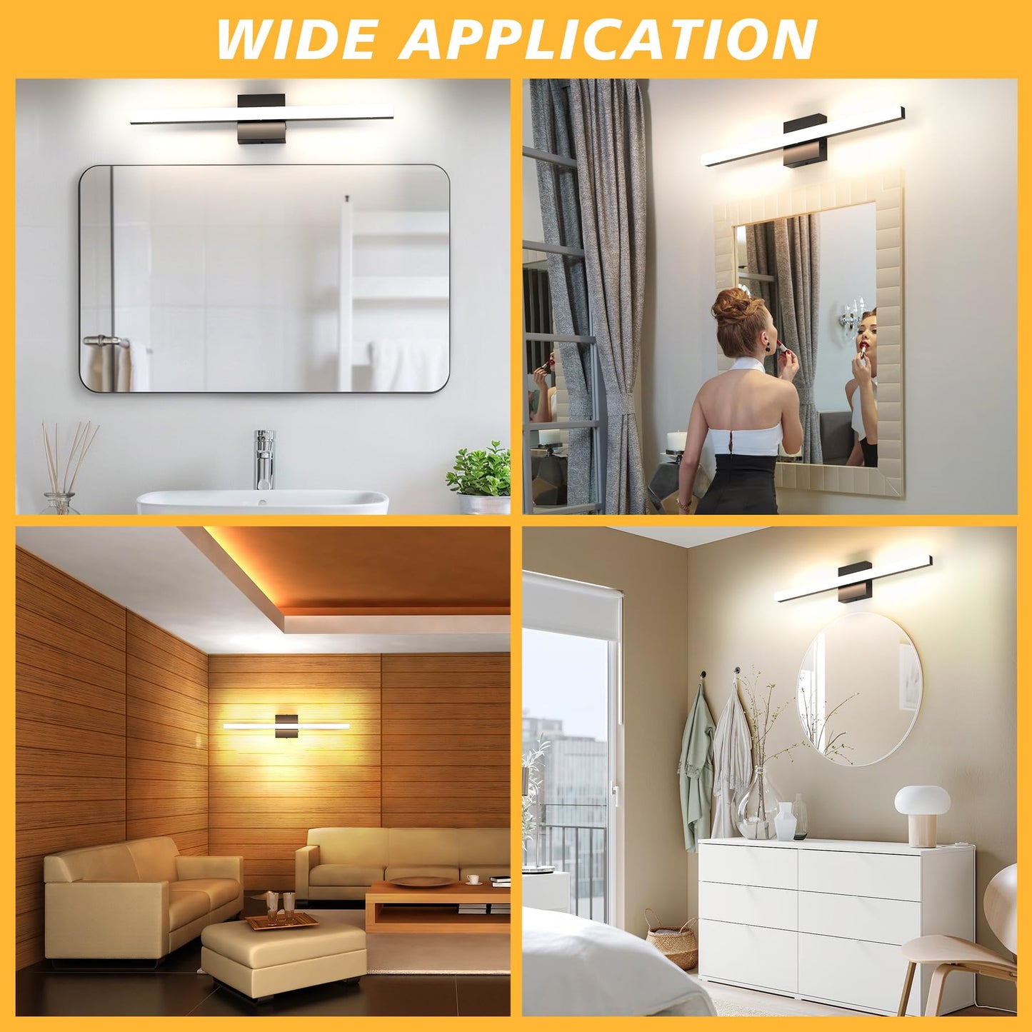 Aourow Modern Bathroom Vanity Lights 20W 2000lm 23.6in,Dimmable 5CCT LED Vanity Lighting Fixture Over Mirror,IP44 Wall Mounting Mirror Light Bar for Bathroom Cabinet(Matte Black)