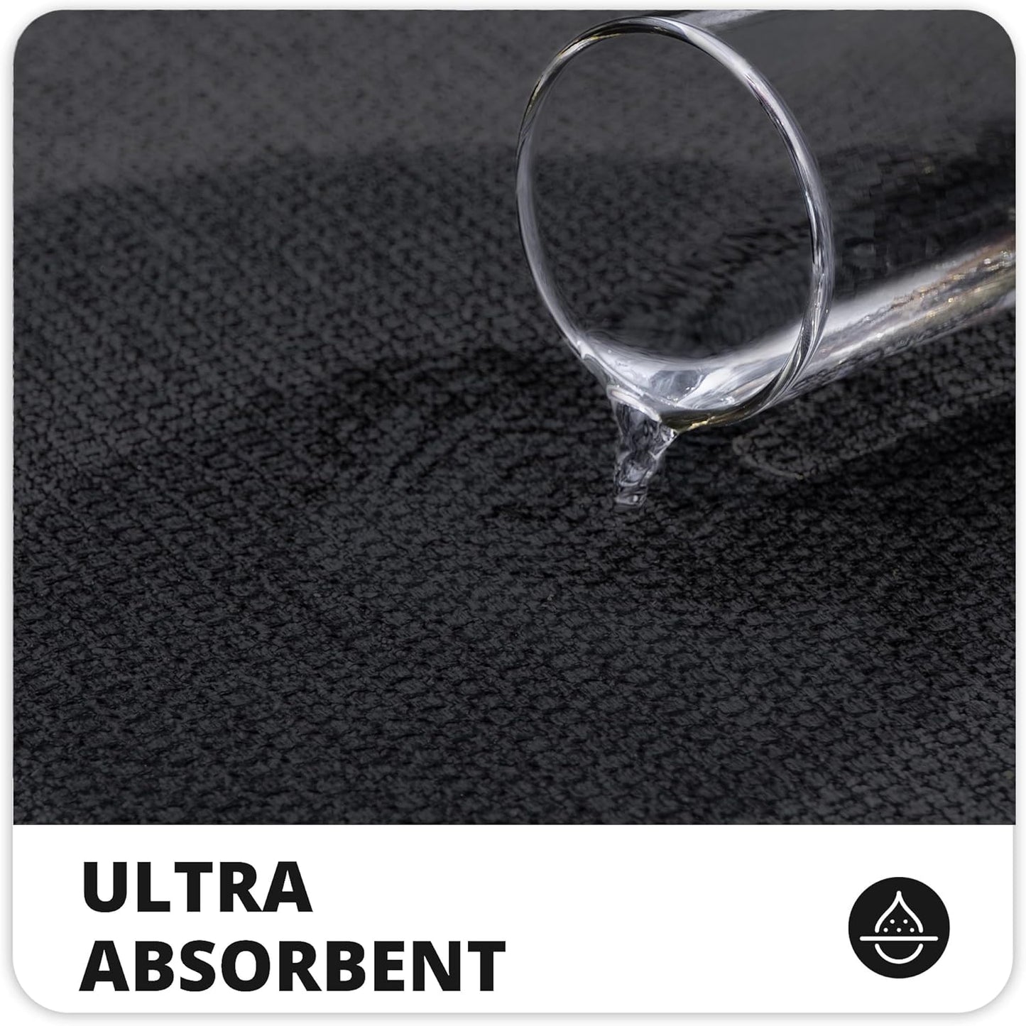 Bath Mat,Ultra Thin Bathroom Runner Rugs,Large Bath Mats for Bathroom,Quick Dry,Non-Slip,Machine Washable,Low Pile,Bath Rug,Shower Outside,Sink,Home Decor Accessories.Black,1'5"x2'3"(2 Pack)