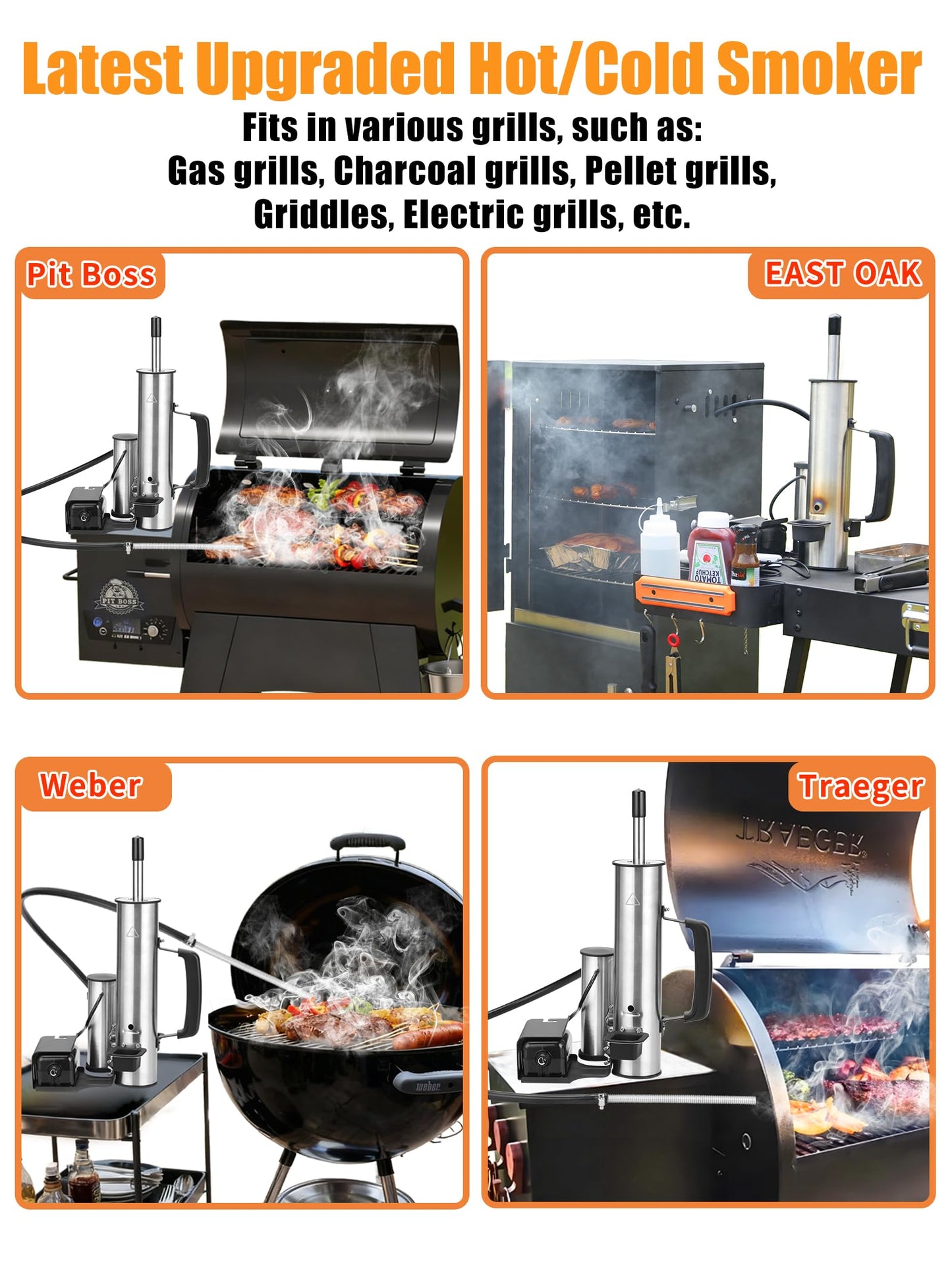 2026 Advanced Cold Smoke Generator, Tube for Pellet Smoker Upgrade, Smoker Attachment for Gas Grilling, Portable Cordless Electric, Hot or Cold Smoking: Fits Weber, Traeger, Pit Boss, East Oak ect...