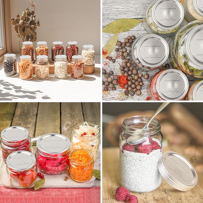 100 PCS Canning Lids Regular,2.76in Regular Mouth Mason Lids,Ball Jar with Lids with Leak proof Airtight Seal Rust Proof Split,Regular Mouth Mason Jars Food Grade,Canning Food DIY