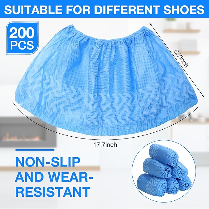 600 Packs Disposable Boot Shoe Covers Non Slip Thick Extra Booties for Shoes Covers Durable for Men Women (Blue)