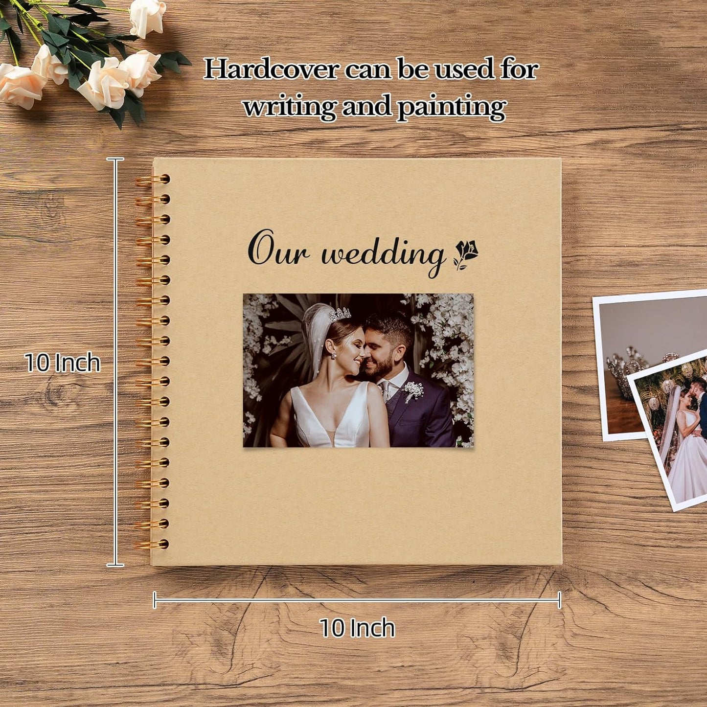 potricher 10 x 10 Inch DIY Scrapbook Album 40 Pages Hardcover Kraft Paper Scrap Book Photo Albums Memory Book for Wedding and Anniversary Family (Yellow, 10 Inch)