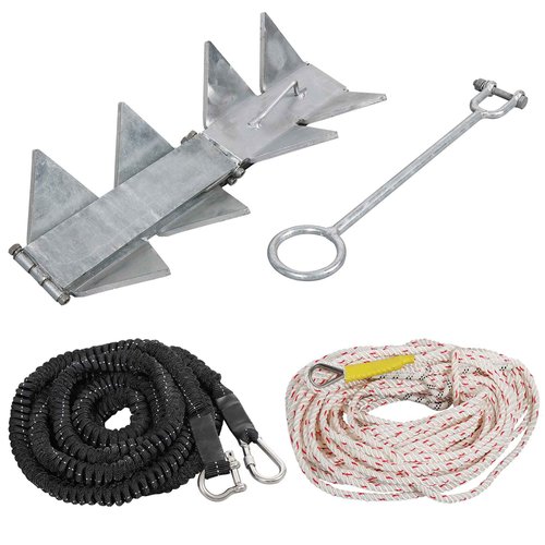 DorBuphan Boat Anchor 19 LBS with Anchor Rope, Hot-Dipped Galvanized Folding Box Anchor, Boat Slide Cube Anchor Suitable for Boats up to 20' - 30’