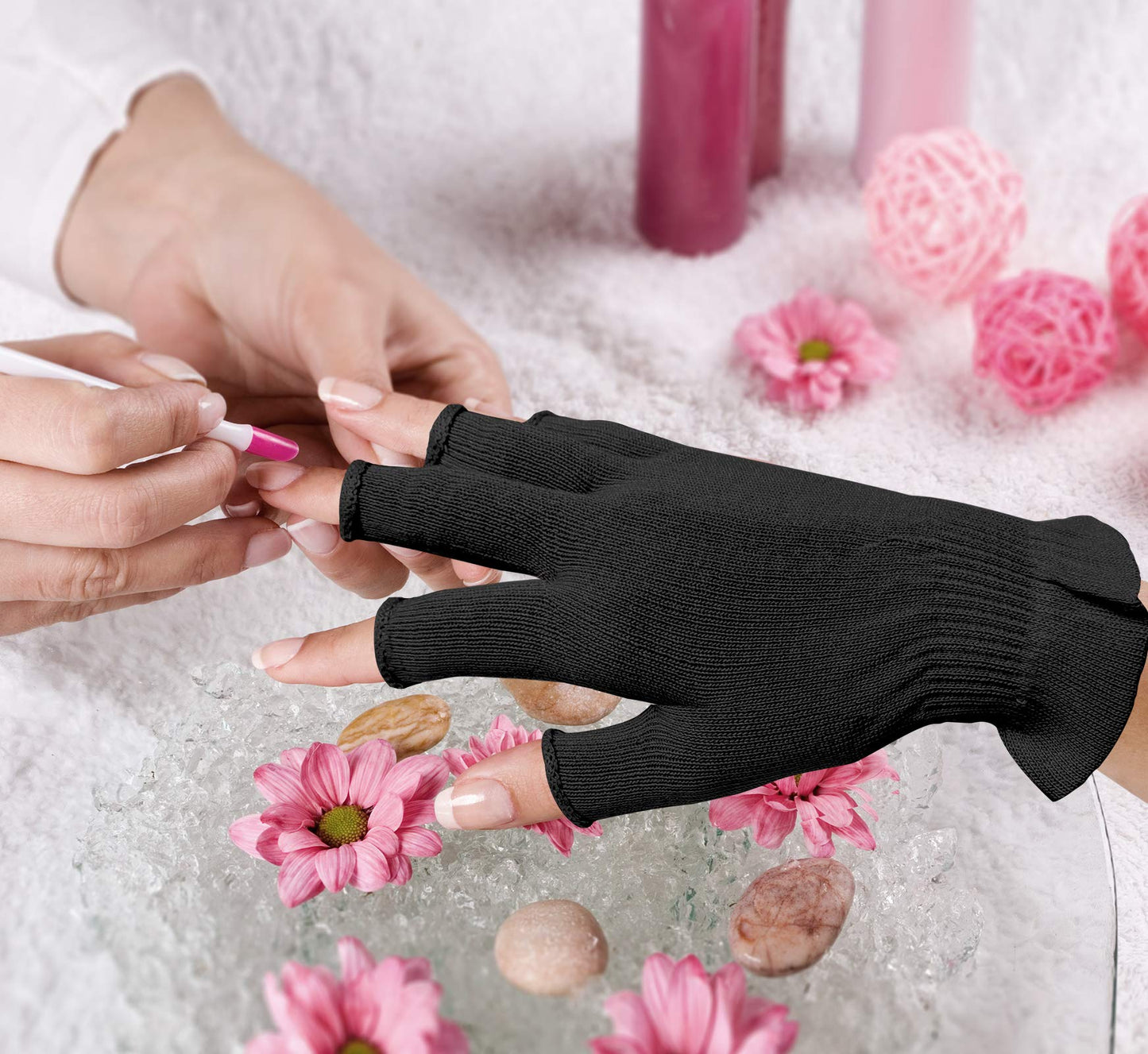 MIG4U 3 Pairs Fingerless Moisturizing Gloves, Half Finger Touchscreen Beauty Glove for SPA, Eczema, Dry Hands, Skin Treatment, S