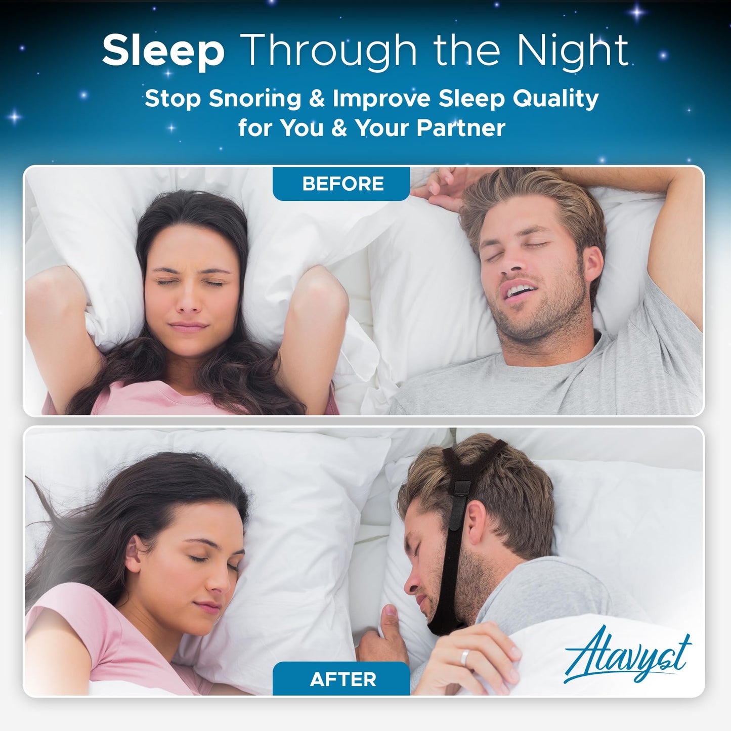 Anti Snoring Chin Strap for Men and Women CPAP Users - Airflow Jaw Strap - Effective Snore Solution for Excessive Snoring