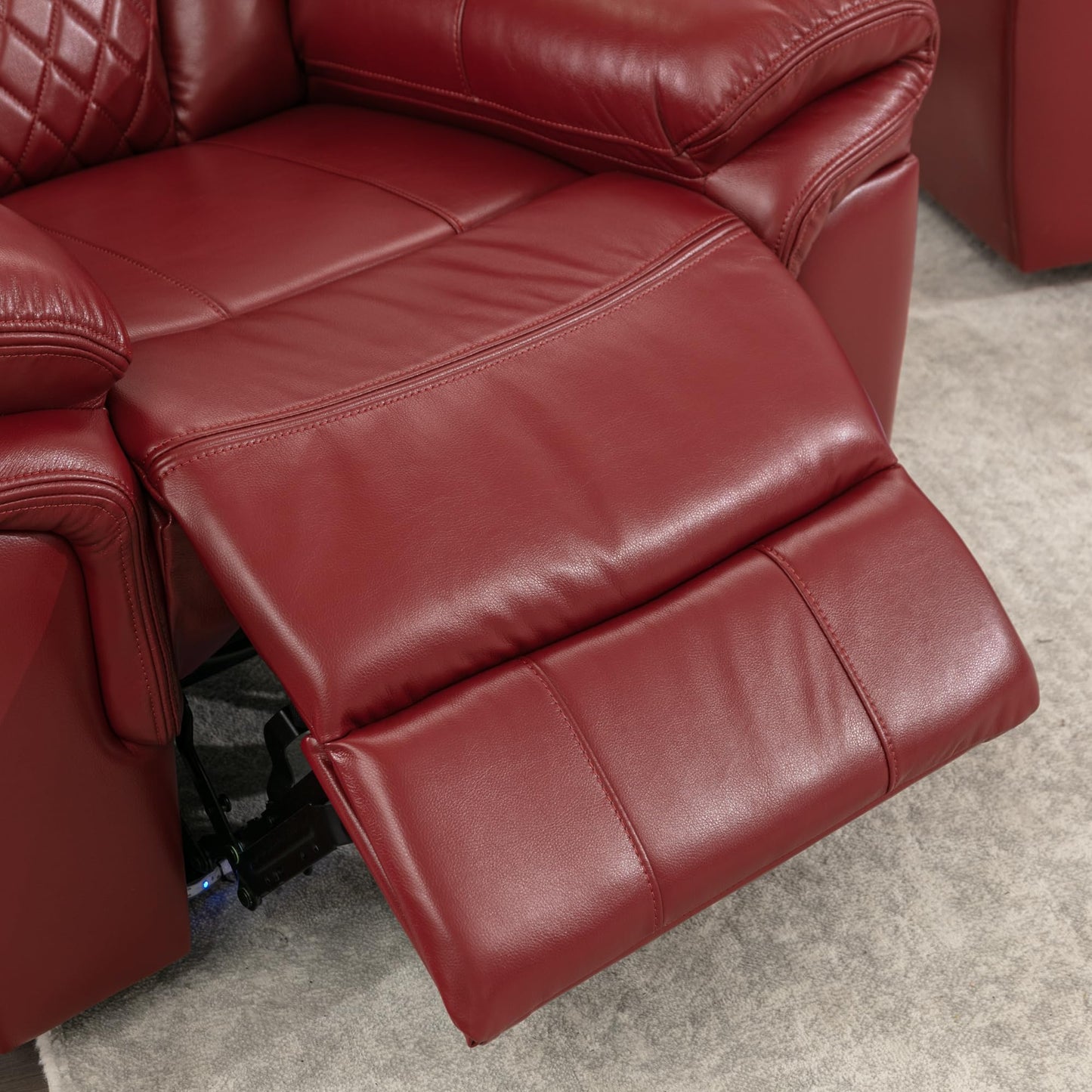 ERYE Manual Recliner Chair with LED Light Strip for Living Room, Bedroom, Manual Reclining Home Theater Seating Armchair, Faux Leather Tufted