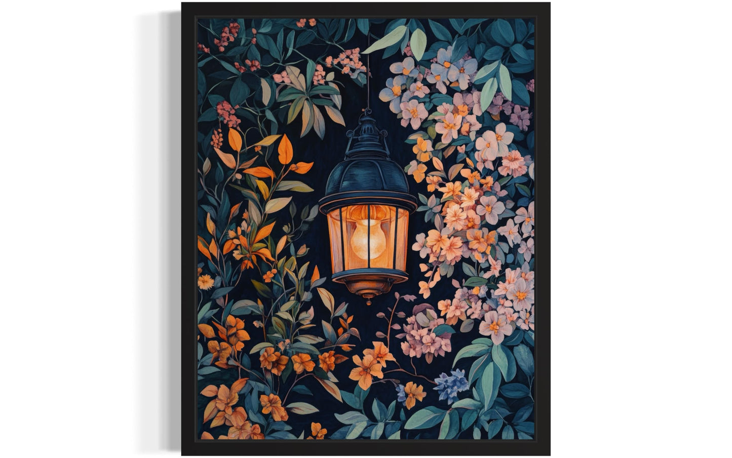 Lantern Art Print Poster, William Morris Style Retro Mid Century Botanical Victorian Dark Academia Gothic Decor Gallery 10a (Lantern, 8 x 10 inches, Unframed)