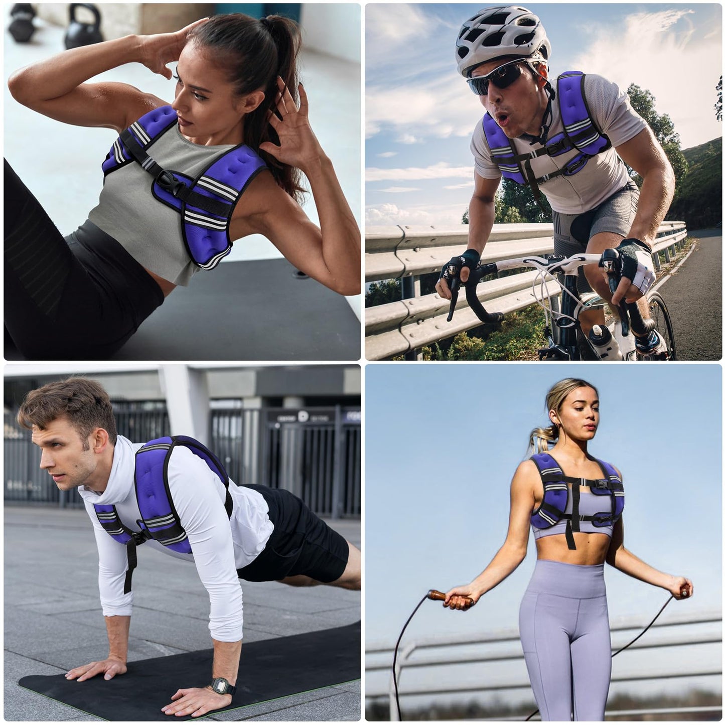 Zeerun Weighted Vest for Women & Men with Reflective Stripe and Adjustable Buckle, Comfortable & Durable Rucking Vest for Walking, Running & Strength Training, 6LBS-Purple