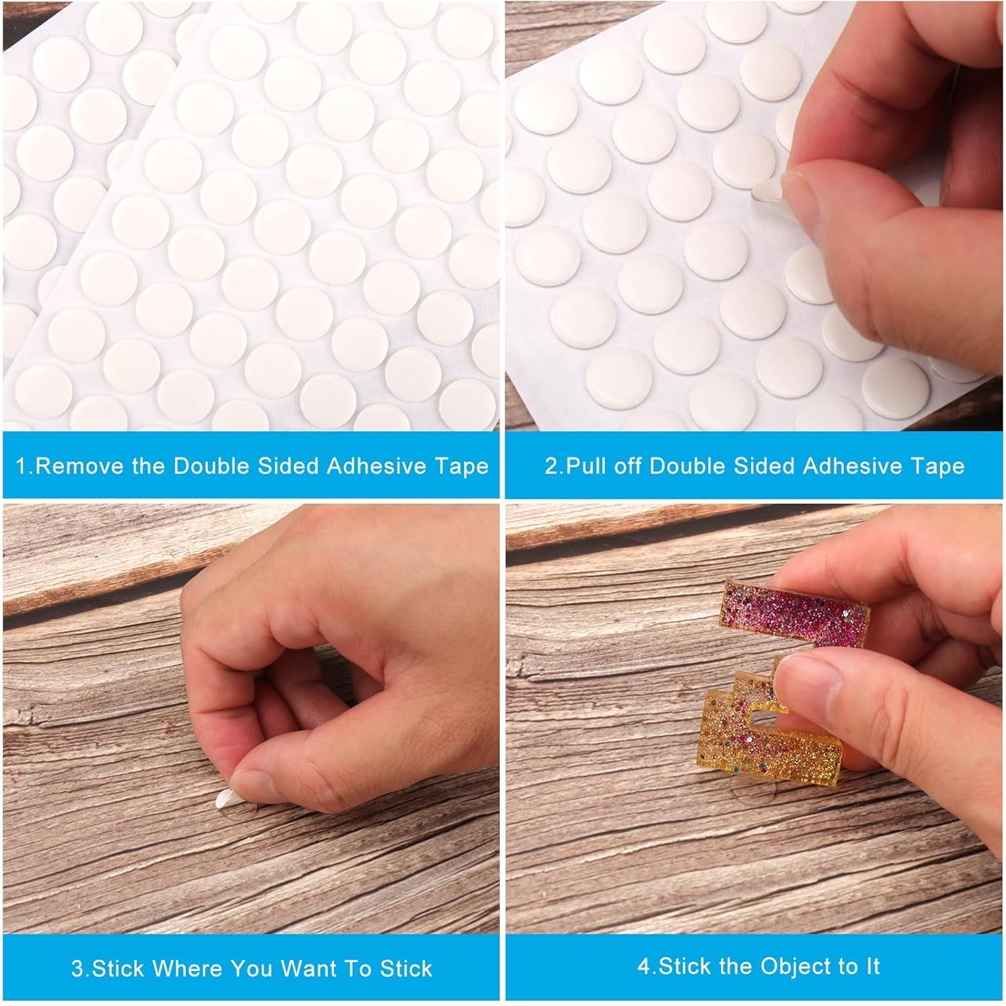 BUSOHA 350 PCS Double-Sided Adhesive Dots,Clear Removable Sticky Adhesive Putty,Round Acrylic No Trace Sticky Putty Waterproof Dot Stickers for Wall Hanging Festival Decoration (10mm)