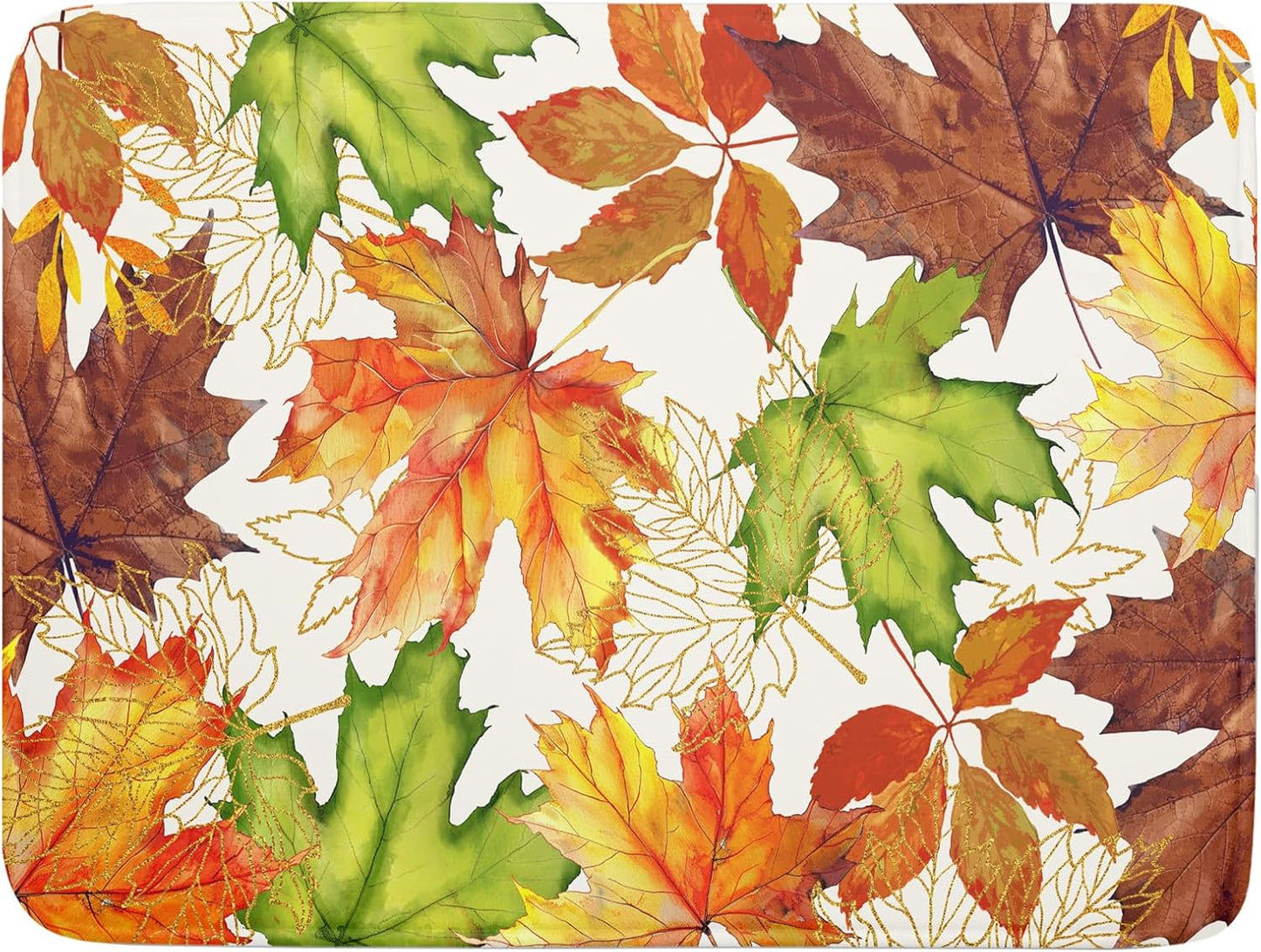 Fall Leaf Dish Drying Mat for Kitchen Counter 18x24 Inch Autumn Harvest Thanksgiving Maple Leaves Absorbent Reversible Microfiber Dish Drainer Rack Mats Countertops Protector Mat