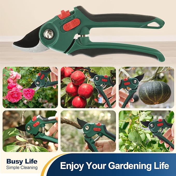 Yocada Garden Pruning Shears 2 Pack Garden Clippers Steel Shears Scissors for Gardening Sharp Handheld Heavy Duty Hedge Plant Branch Clippers Scissors Pruners Tools