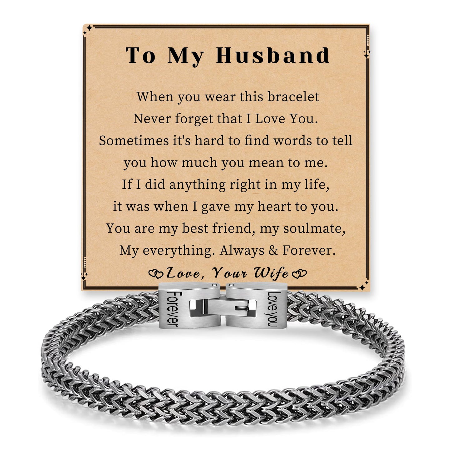 Husband Christmas Gifts Mens Bracelet, Husband Stocking Stuffers Link Chain Mens Jewelry Anniversary Birthday Gifts for Him