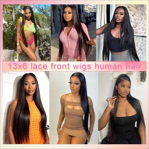 UKOWN 13x6 Lace Front Wigs Human Hair 28 Inch Straight HD Transparent Lace Front Wigs Human Hair Pre Plucked Natural Color 200 Density With Baby Hair for Women