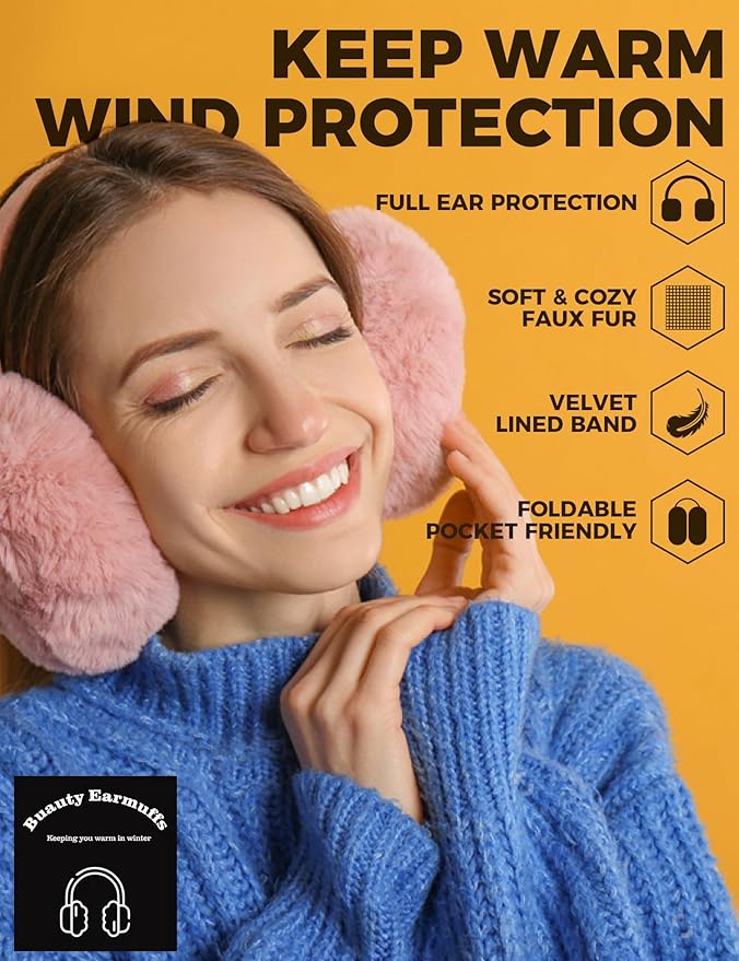 Buauty Ear Muffs Winter Women Men Soft Earmuffs Cute Ear Covers Cold Weather Fluffy Ear Warmers Headband Winter Accessories