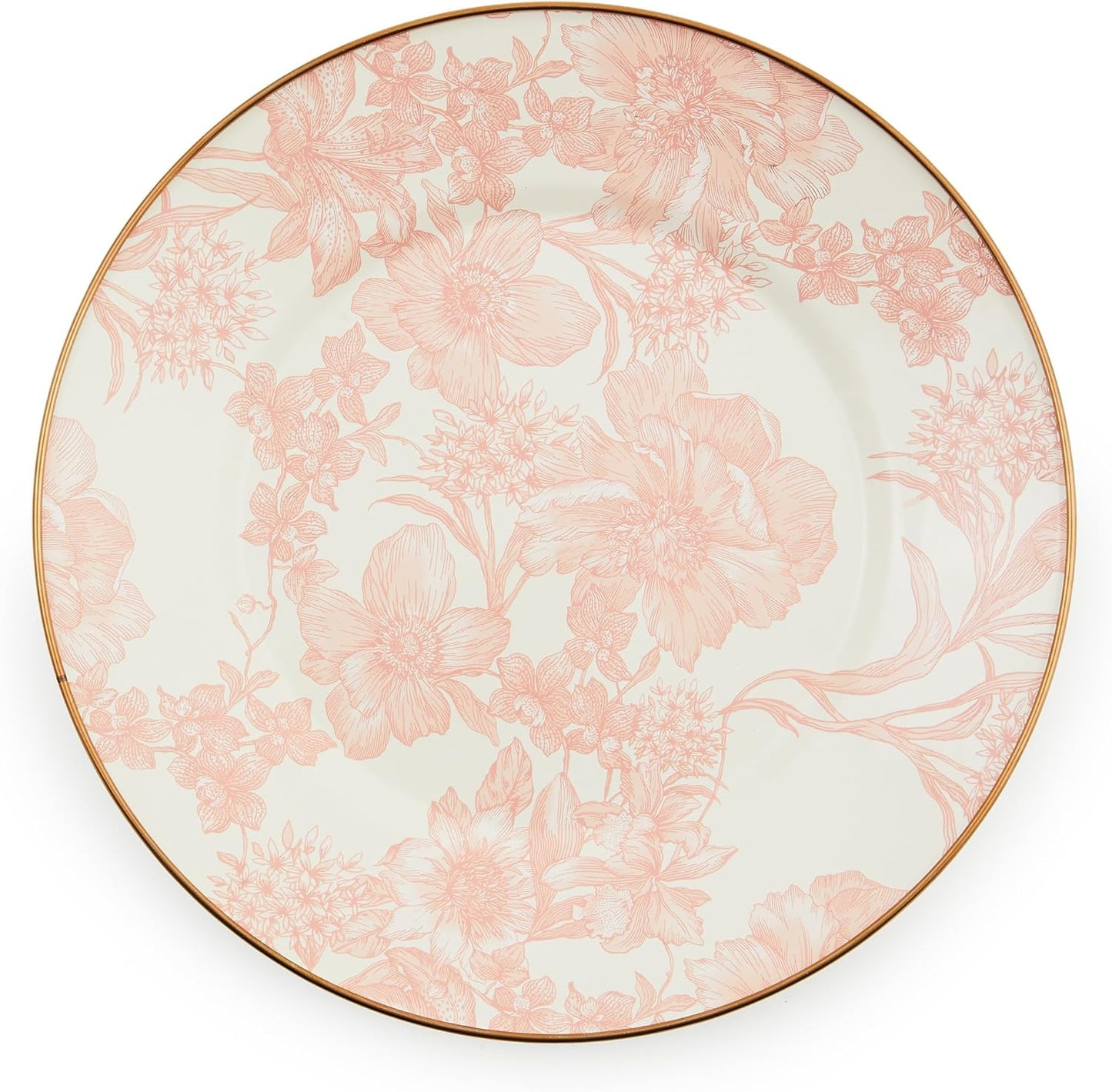 MACKENZIE-CHILDS Enamel Dinner Plate, Decorative Dinnerware Plate, 10 Inches, Set of 1, Rosy English Garden