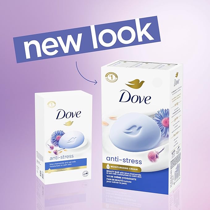 Dove Beauty Bar Gentle Cleanser Anti-Stress Cream Bar Moisturizes To Calm Skin Gentle Bar Soap Cleanser Made With 1/4 Moisturizing Cream 6 pack
