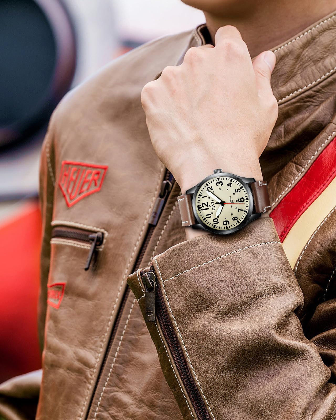 CIVO Analog Wrist Watches for Men: Leather Mens Watches Casual Design, Easy to Read, Waterproof