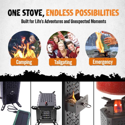 InstaFire Inferno Pro Outdoor Biomass Stove, Reaches 1,200 Degrees Fahrenheit, Outdoor Cooking, Compact Cooking Stove, Camp Stove, Survival Stove Portable Kit, Off-Grid, Biomass Portable Stove