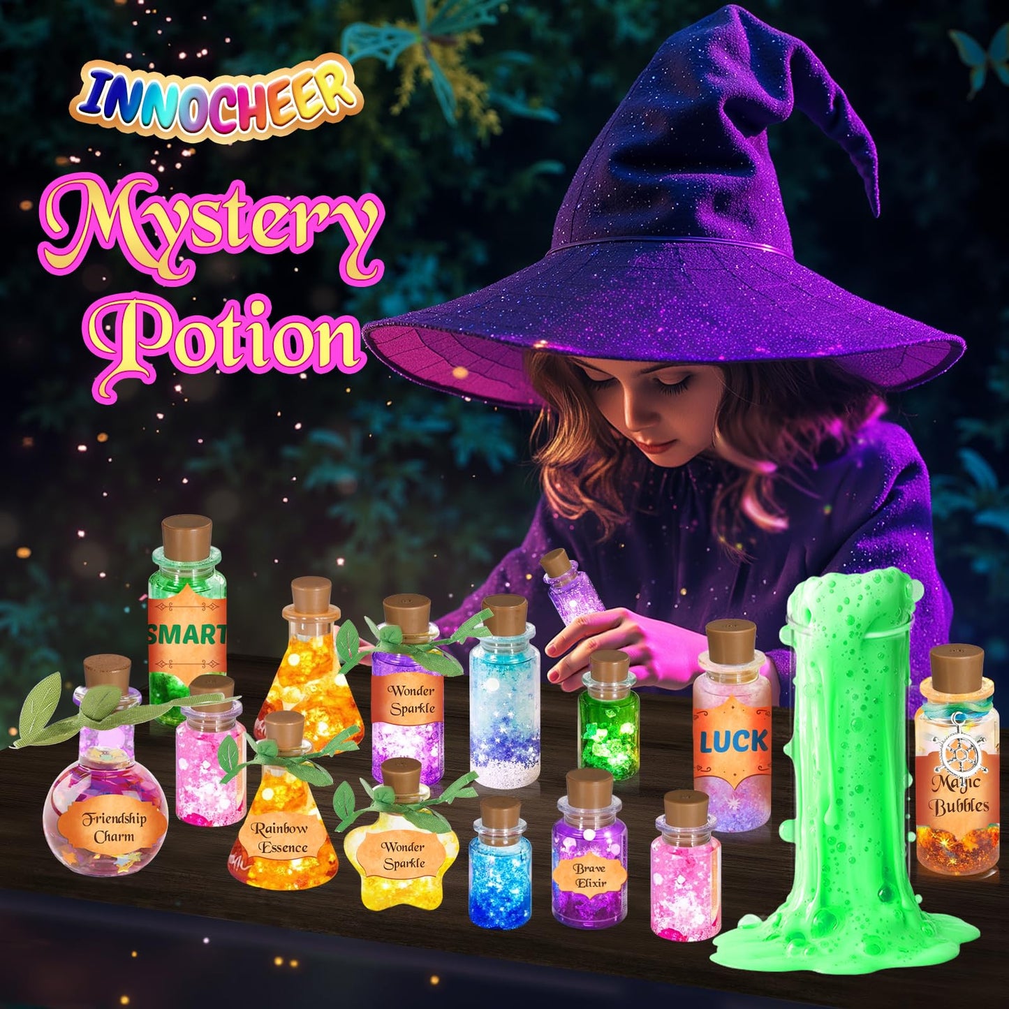 INNOCHEER Potion Kits for Kids Toys, Kids Potion Making Kit with Halloween Tablecloth, Birthday Toys for 6 7 8 9 10+ Year Old Girls