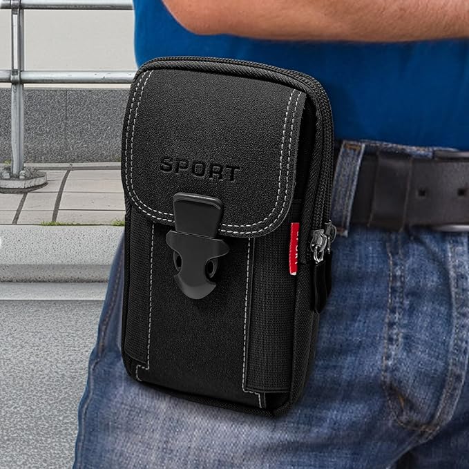 Outdoor sports mobile waist bag 6.8-inch belt wearing design men's sports carry on bag - S-Black