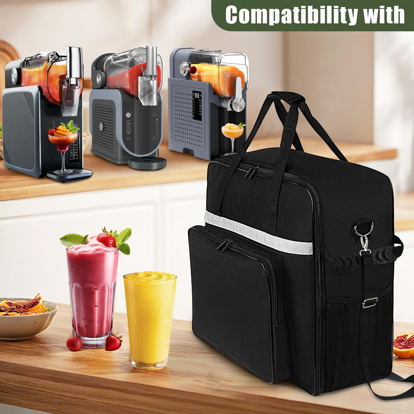 Buseeau Carrying Bag for Ninja SLUSHi Slushie Machine FS301, Waterproof Portable Outdoor Frozen Drink Maker Travel Bag, Frozen Drink Maker Bag with Front-Opening Design and Large Accessory Pocket