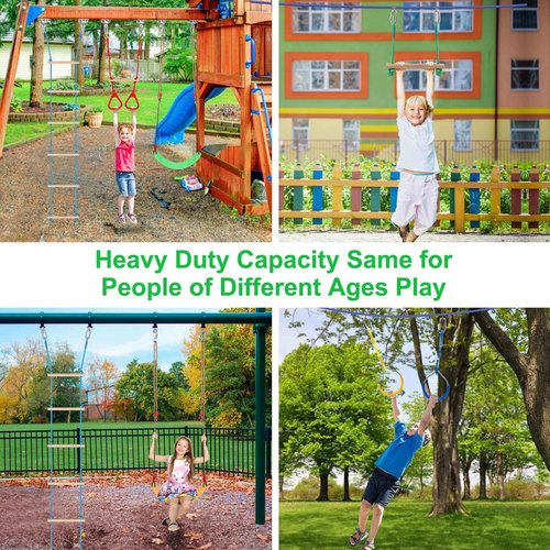 65FT Ninja Warrior Obstacle Course for Kids with 12 Obstacle Course Accessories-Swings, Monkey Bars, Arm Trainers and More, Suitable for Boys and Girls Over 3 Years Old-440 lbs Weight Capacit