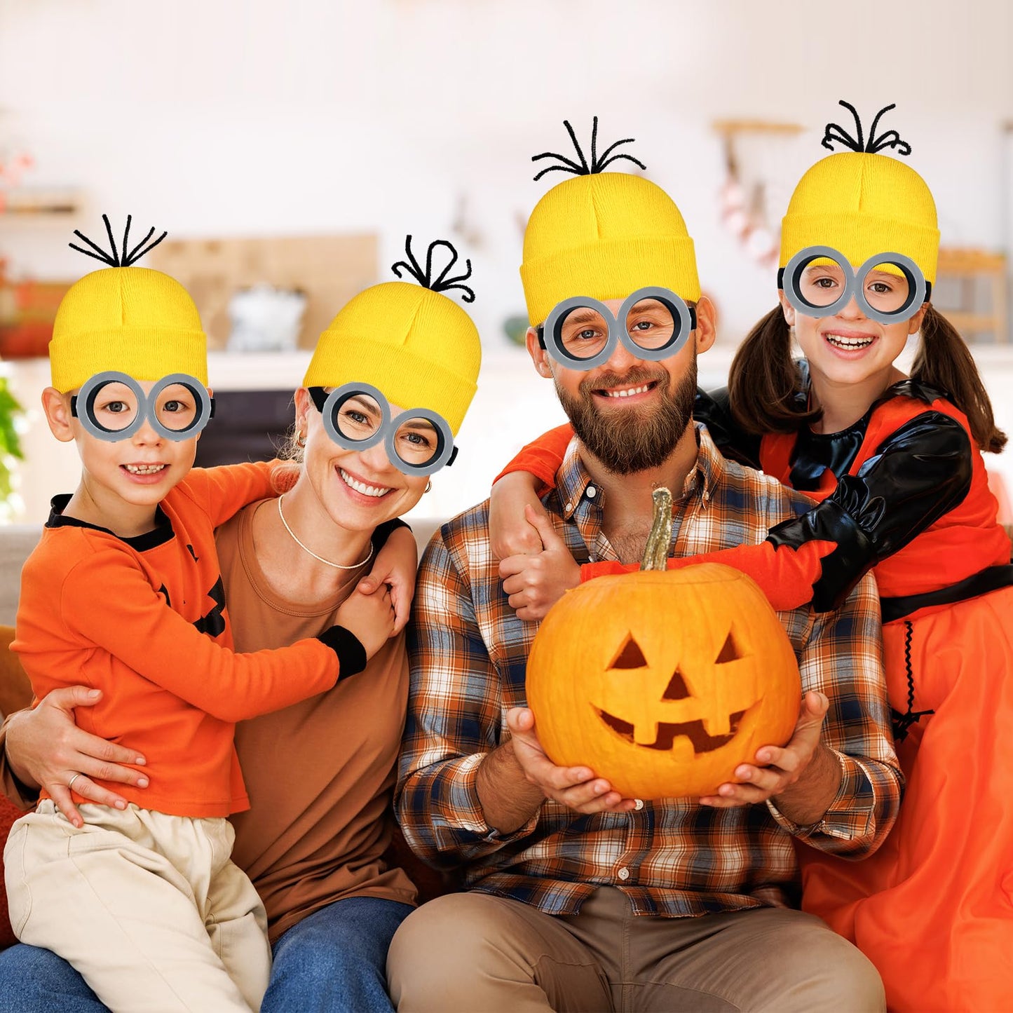 MEEZY 4 Pcs Yellow Cosplay Costume Accessories Adult, Yellow Beanie Suspenders Goggles Gloves for Men Women Halloween Costumes Party Cosplay Dress Up Set