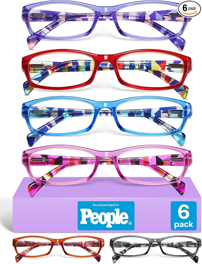 Gaoye 2.75 Reading Glasses for Women, 6 pack Fashion Readers for Women Spring Hinge Eye Glasses, Blue Light Reading Glasses