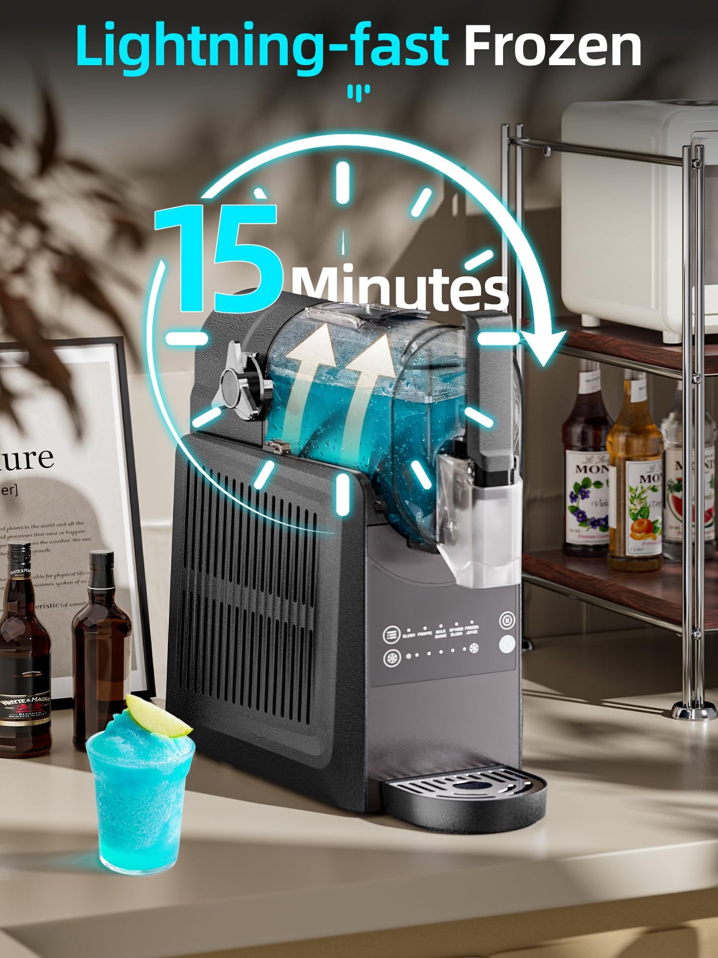 VNN Slushie Machine - 92 oz Slushy Machine for Home No Ice Needed, Frozen Drink & Slushie Machine, 5 Preset Programs, Auto-Clean, Suitable for Margaritas, Smoothies, Milkshakes, Black