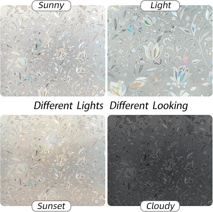 Frosted Glass Window Privacy Film Decorative, Bathroom Window Privacy Film for Glass Windows Cover, Static Cling, Removable, Reusable, Anti-UV, Heat Blocking, with Tools 17x78inch
