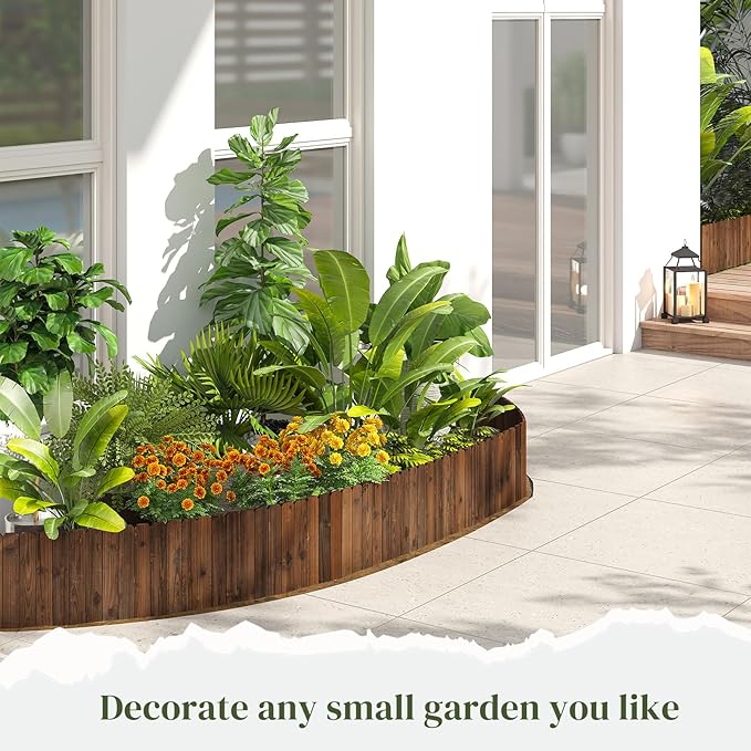 3PACK, 12FT Total Length Wooden Garden Fence Wood Garden Edging Border No Dig Landscape Edging Decorative Flower Bed Border Courtyards Planting Tree Fence Patio Path Edging -11.8" H x 48" L
