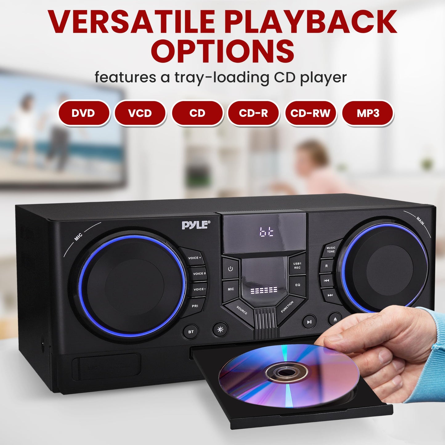Pyle 4-Piece Bluetooth Stereo System - Mini Hi-Fi Bookshelf Stereo System With Usb Recording, Fm Radio And Remote Control, Dvd/C