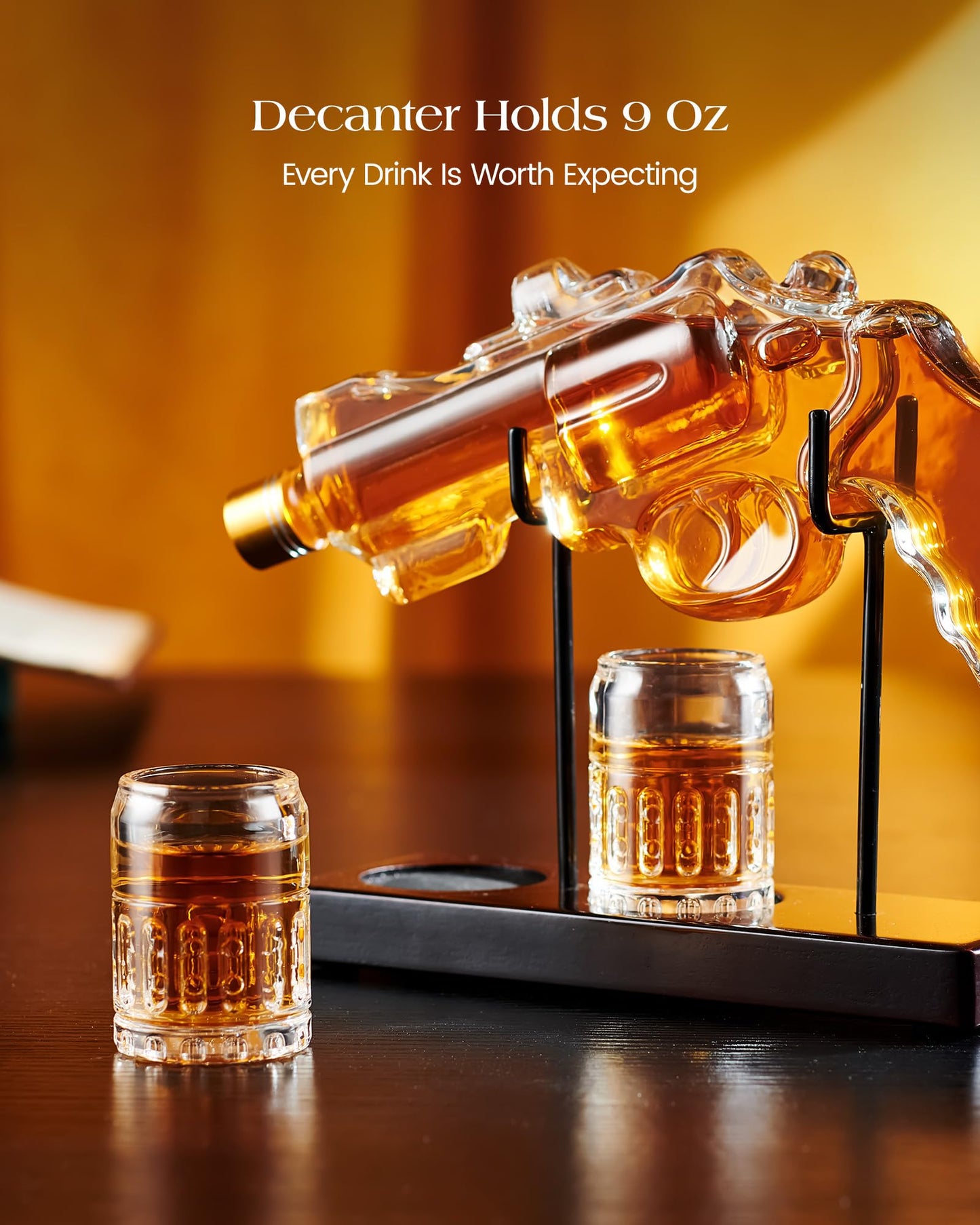 Birthday Gifts for Men Dad, Kollea Gun Whiskey Decanter Set with Shot Glass, Cool Anniversary Christmas Gifts Ideas for Him Husband Brother, Funny Military Retirement Present, Home Bar Drinking Party