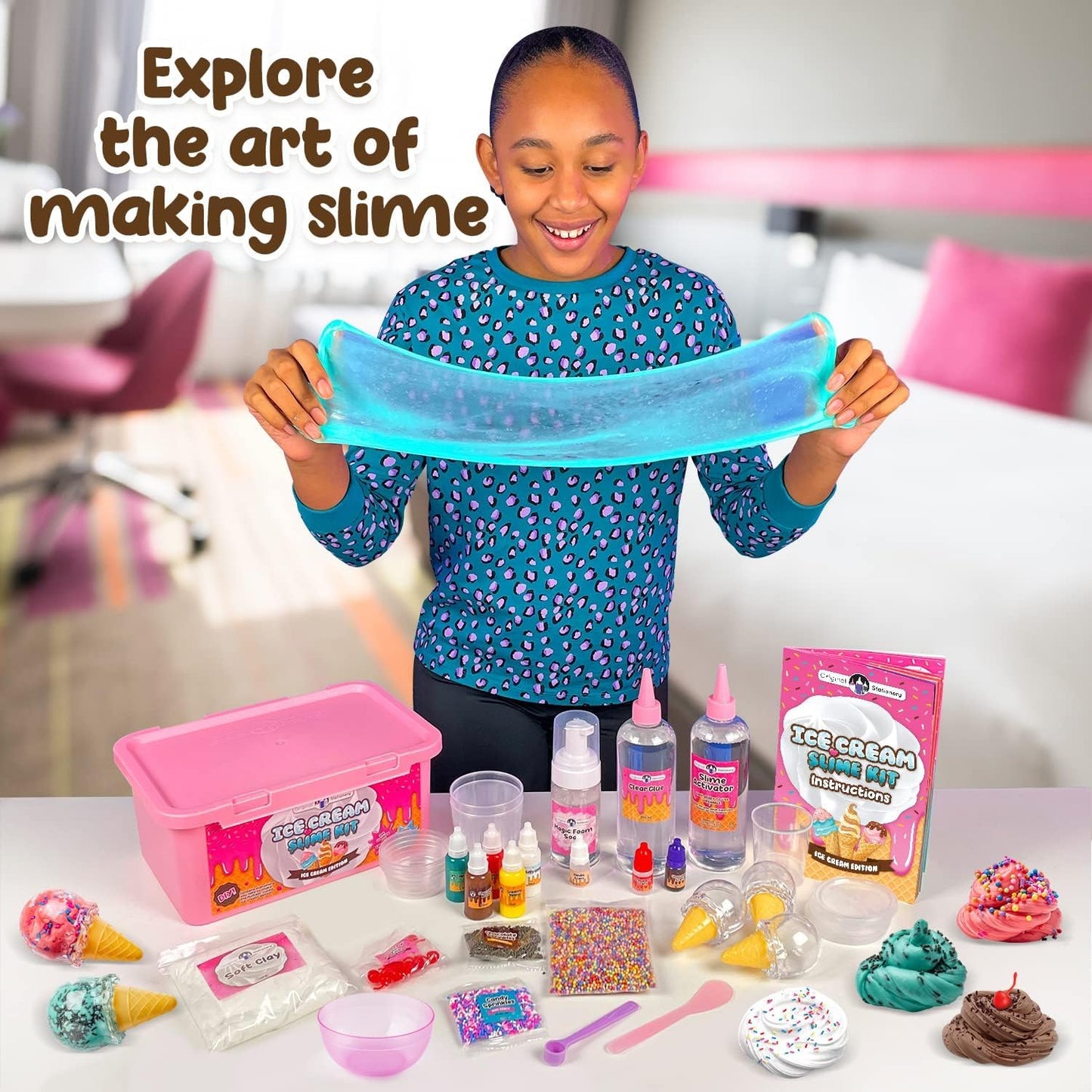Original Stationery DIY Ice Cream Slime Kit for Girls with Butter Cloud & Foam - Creative Slime Making Toy & Birthday Present for Girls 8-10