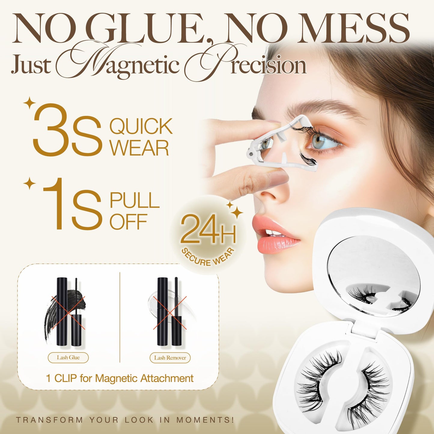 LASHVIEW Magnetic Eyelashes Natural Look, Reusable Manga Magnetic Lashes Kit with Applicator, No Glue Needed Magnetic Eyelashes
