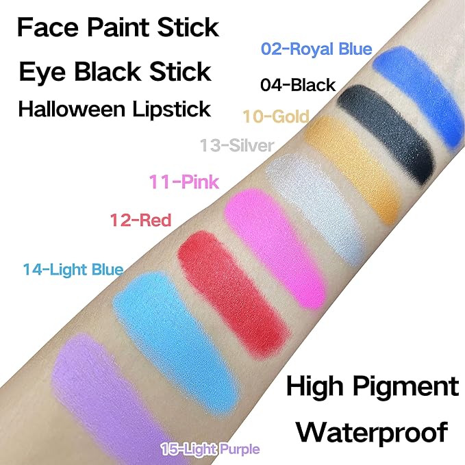 MEICOLY Light Blue Face Body Paint Stick,Pale Baby Blue Face Paint for Halloween SFX Cosplay Corpse Bride Avatar Sally Makeup,Waterproof Eye Black Stick for Baseball Softball Football Lacrosse