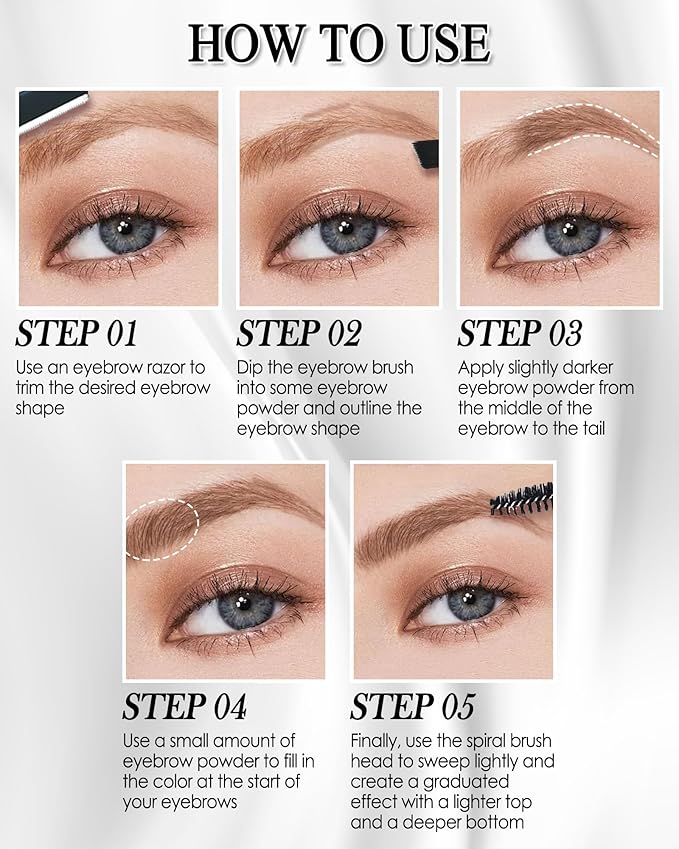 Eyebrow Powder Kit,3 Color Dark Medium Light Brown Eye Brow Powder Palette with Razor Brush, Long Lasting Waterproof Brow Filler Fill & Sculpt Full Eyebrows, Thanksgiving Makeup Gift Set for Women-01