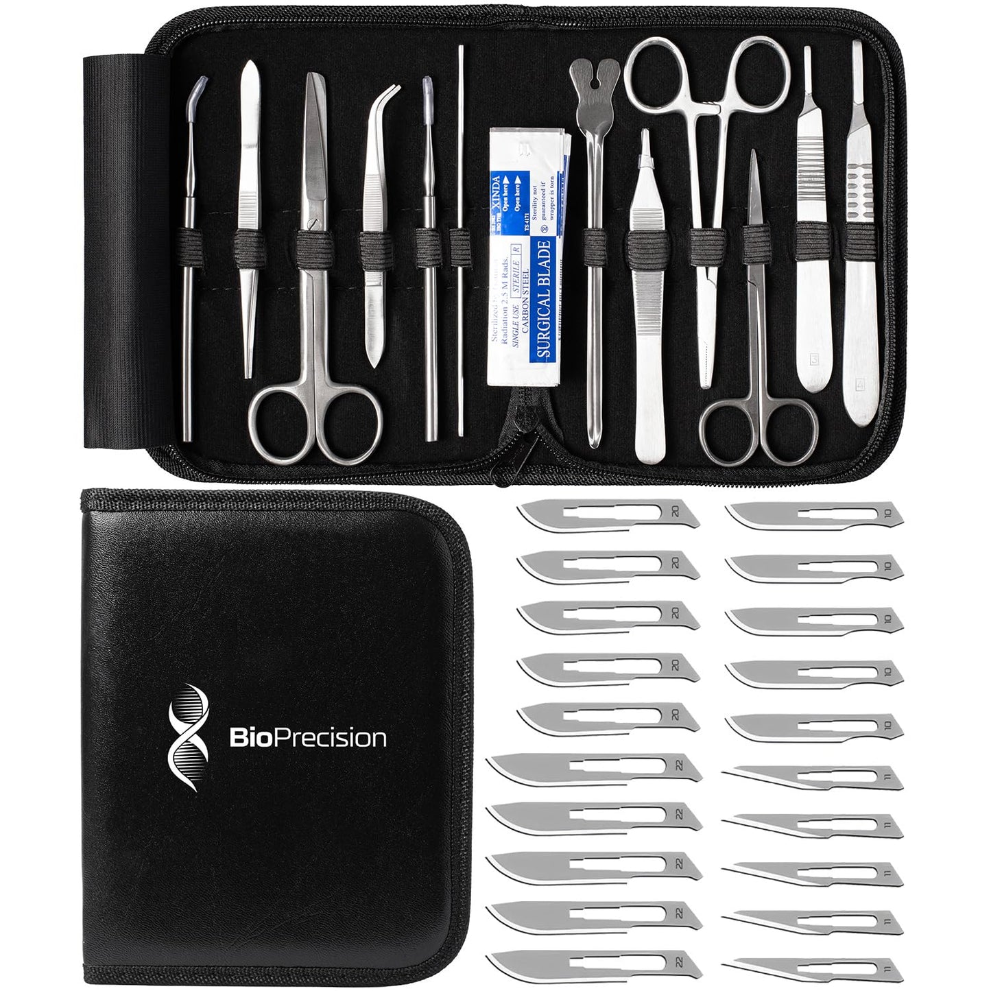Advanced Dissection Kits - 46 or 33 Piece German Stainless Steel Instruments for College, Medical & Veterinary or Middle and High School Students - Complete Anatomy Lab Tools Surgical-Grade
