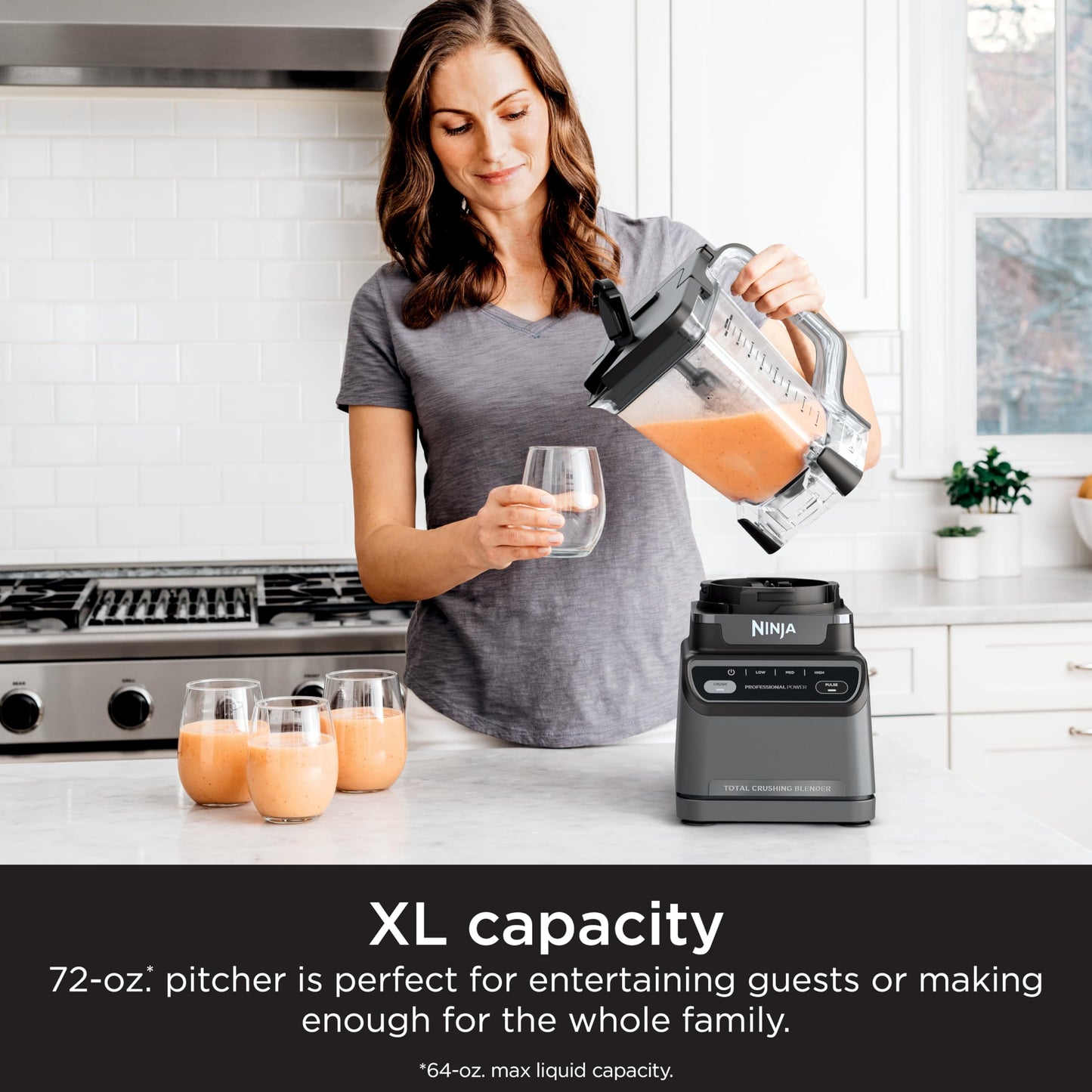 Ninja Professional Blender 2.0 | Smoothie Maker, Drink Mixer, Grinder, Ice Crusher | Total Crushing Technology, Auto-iQ Program, 1200W Power, XL 72-oz. Pitcher | Dark Grey | BR201AMZ