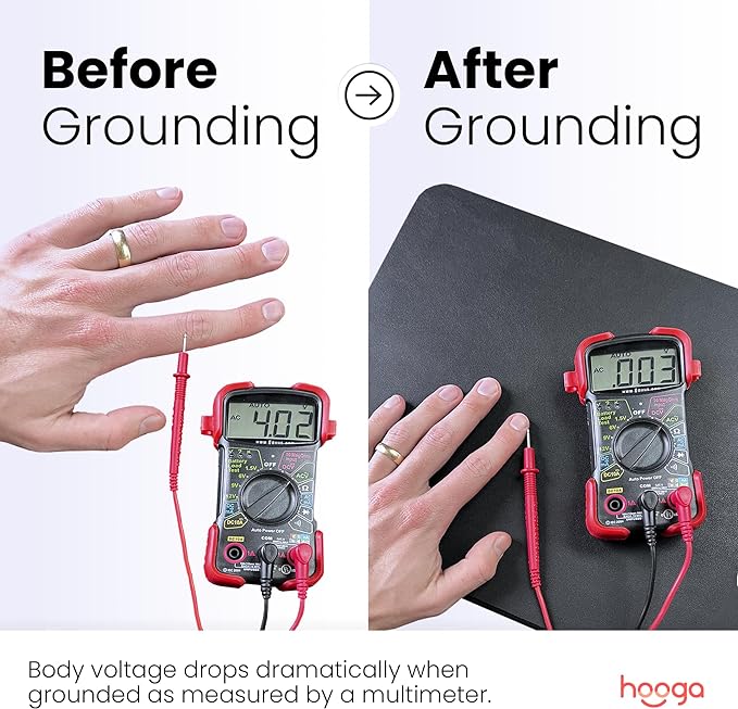 Hooga Grounding Mat for Sleep, Energy, Pain Relief, Inflammation, Balance, Wellness. Earth Connected Indoor Grounding for Home, Office, Work. 15 Foot Cord Included. Conductive Carbon
