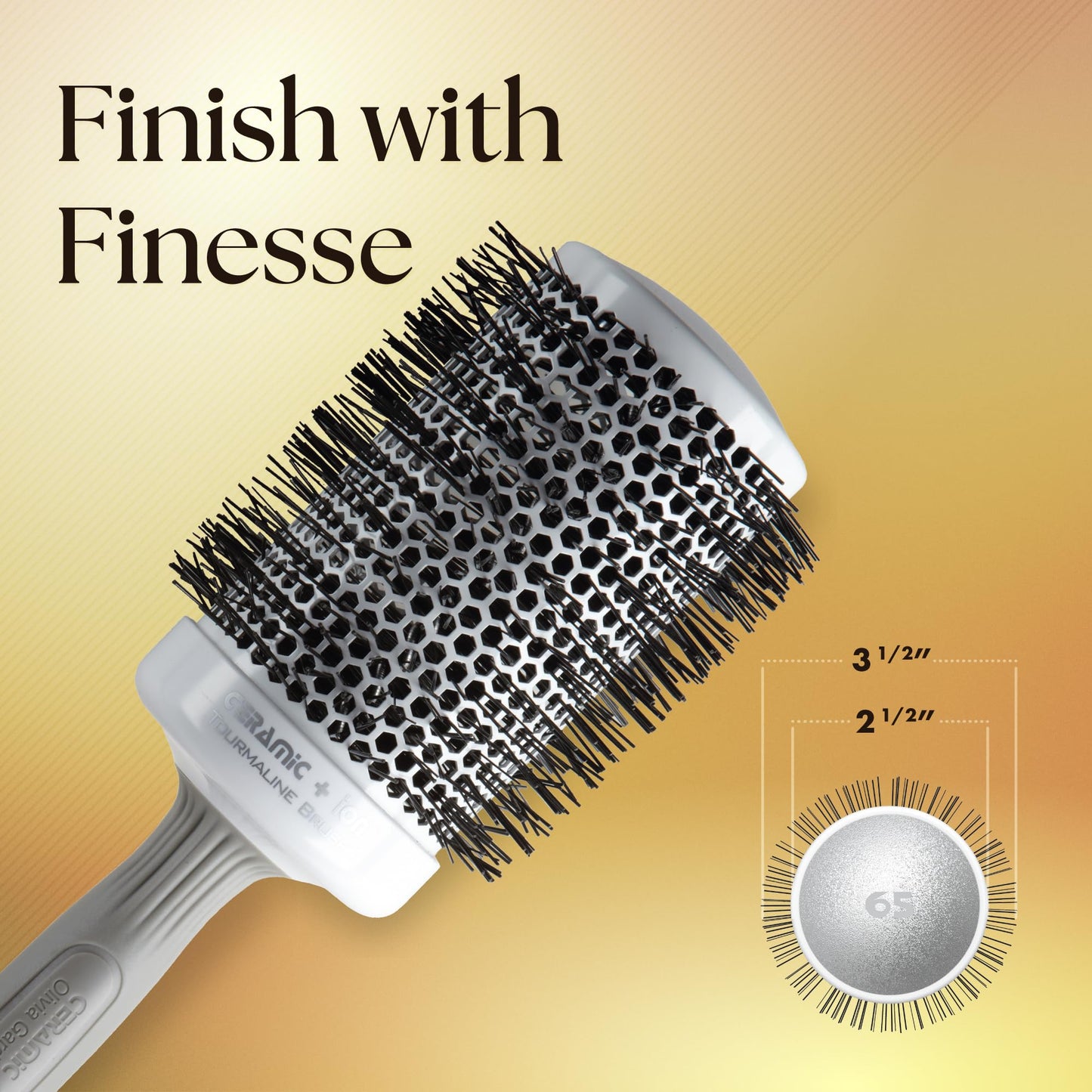 Olivia Garden Ceramic + Ion Round Thermal Hair Brush - Not Electrical - Professional Blowout Brush for Normal to Thick Hair - 3.