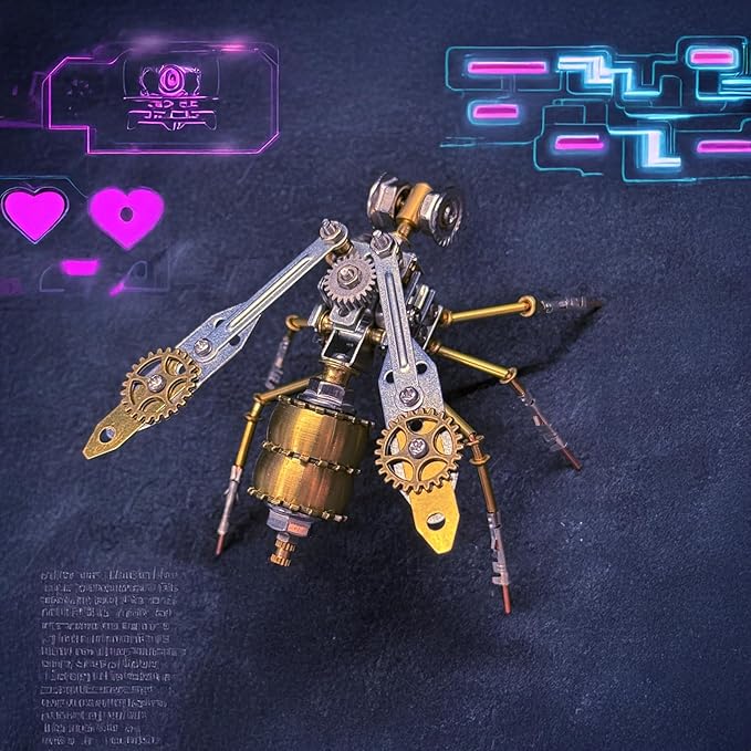 Mechanical Wasp Model Steampunk Insect Sculpture,3D Metal Model Kits, DIY Projects Hobby Kit Metal Building,Arts and Crafts Sets,Gifts for Birthday (Mechanical Wasp A)