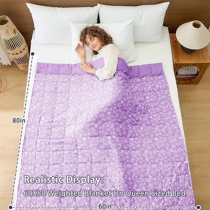 25 lbs weighted blanket Queen Size for Adults (60”x 80”, Mauve) Cooling Heavy Blanket for Sleeping Perfect for 240-260 lbs, Winter Thick Breathable Blanket with Premium Glass Bead, Machine Washable