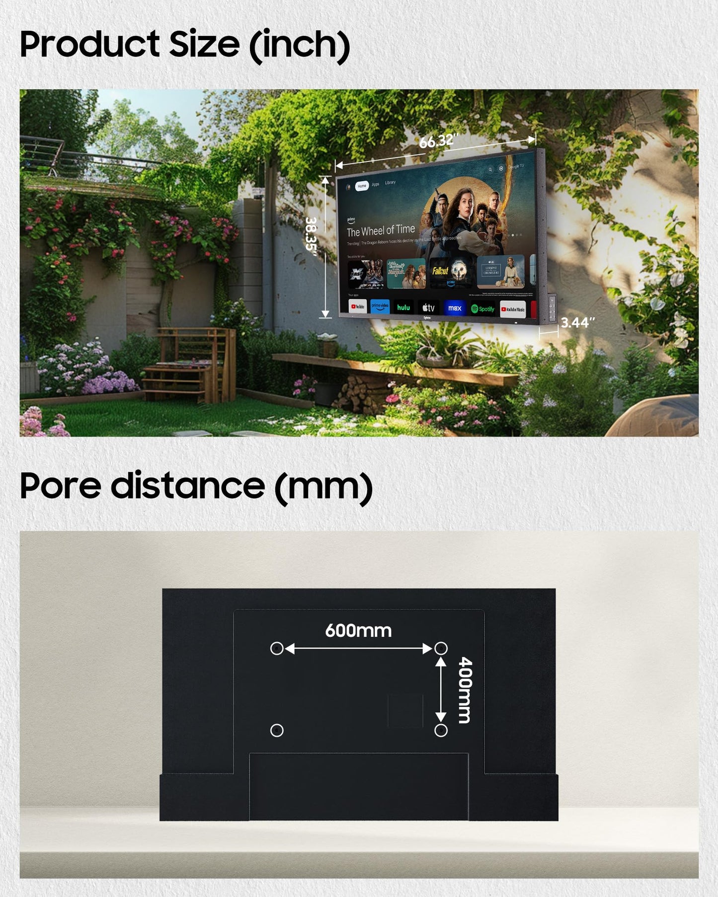 SYLVOX Outdoor TV, 75 inch 2000 Nit High Brightness Smart TVs, 4K Sunlight Readable Display, IP56 Waterproof, Smart TV for Outdoor Households or Commercial Places (Pool Pro 3.0)