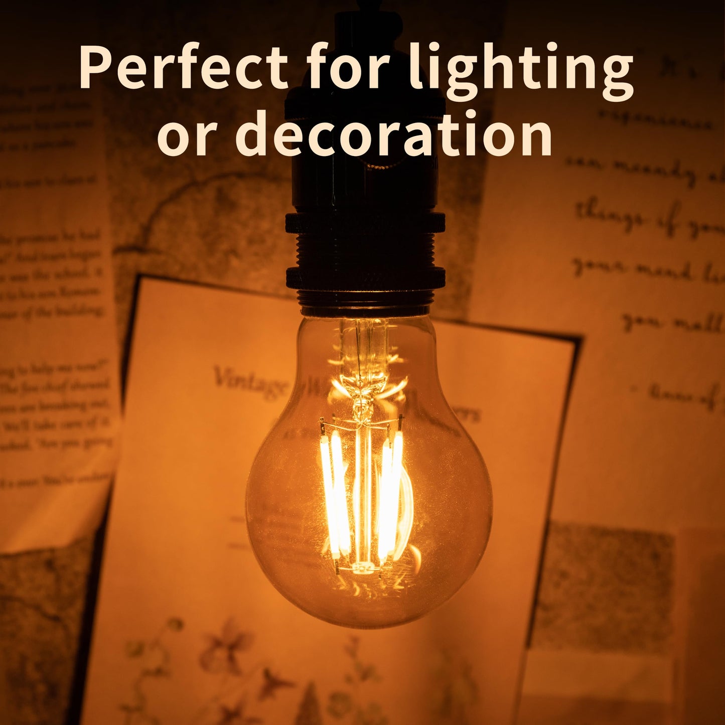 runquiz 2200k Led Light Bulb,Vintage A19 Edison Bulbs,Dimmable Amber Warm White Tone Light Bulb,Antique Led Filament Light Bulbs,Old Style Light Bulbs,40W/60W Equivalent,4 Watt/6 Watt,E26 Base