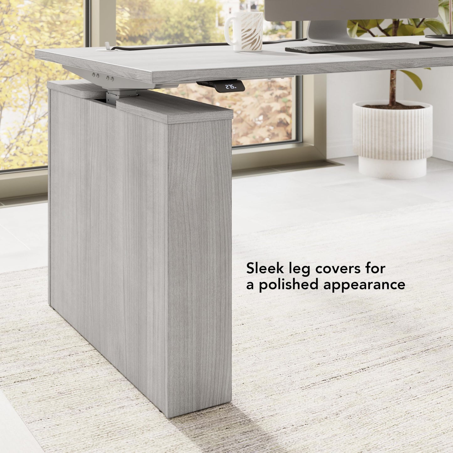 Bush Business Furniture 60-inch Electric Height Adjustable Standing Desk, Ergonomic Sit-Stand Computer Table for Home and Professional Office, Stratus Collection, Platinum Gray with Metallic Gray Base