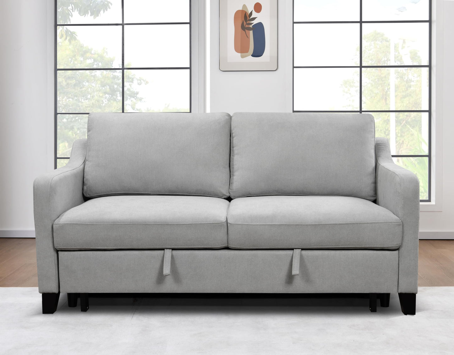 ZIGHTH 69'' Queen Size Sleeper Sofa Couch with Pullout Bed, Convertible Futon Loveseat Sofas with Adjustable Backrest, Comfy Couches Beds for Living Room, Light Grey